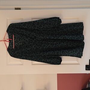 Shein Curve black and green leopard print dress, size 1XL